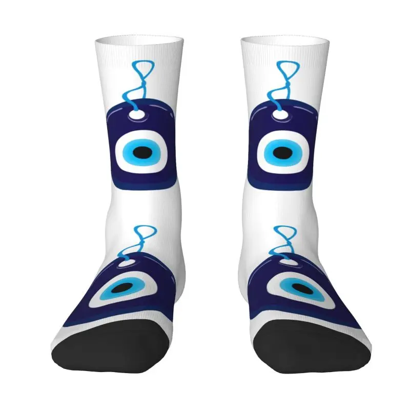 Harajuku Blue Evil Eye Bead Socks Men Women Warm 3D Print Football Sports Crew Socks