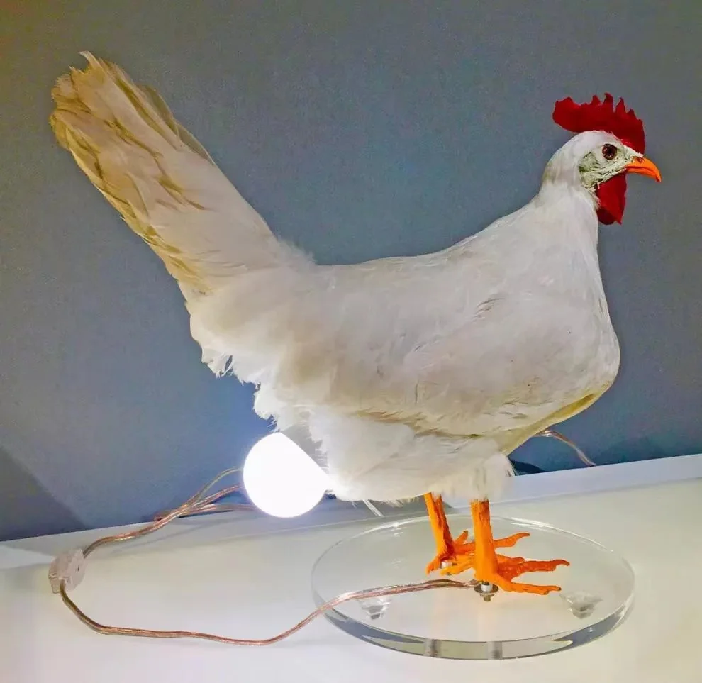 Novedad luz LED nocturna gallina pone huevos lámpara de mesita de noche lámpara creativa divertido regalo de Navidad decoración del hogar iluminación lámparas de noche