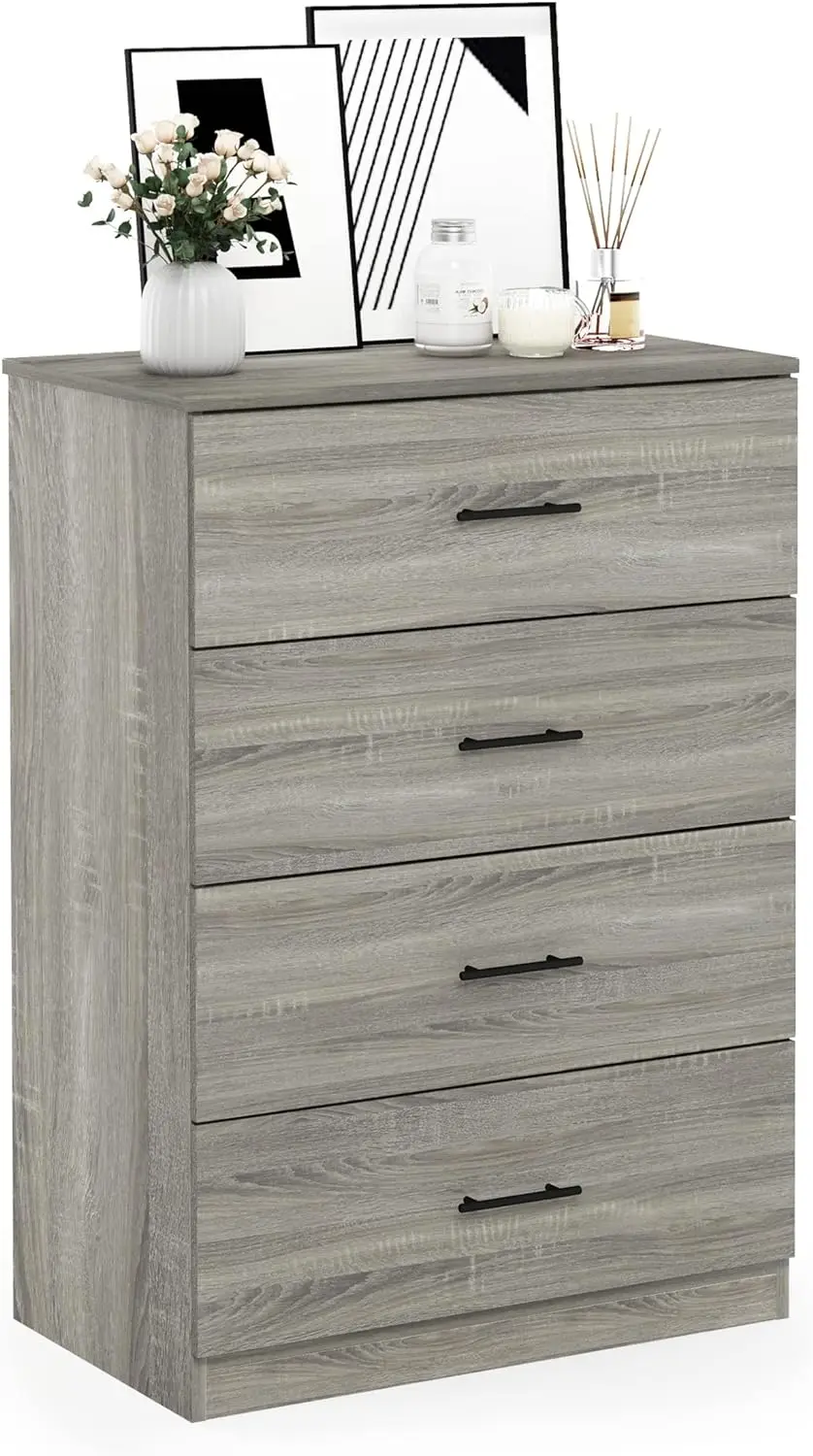 Tidur Simple Design Dresser, 4-Tier Handle, French Oak Grey