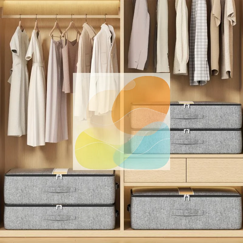 Large Capacity Foldable Under Bed Storage Bag Heavy Duty Organizer for Clothes Quilts Bedding Moving Household Storage