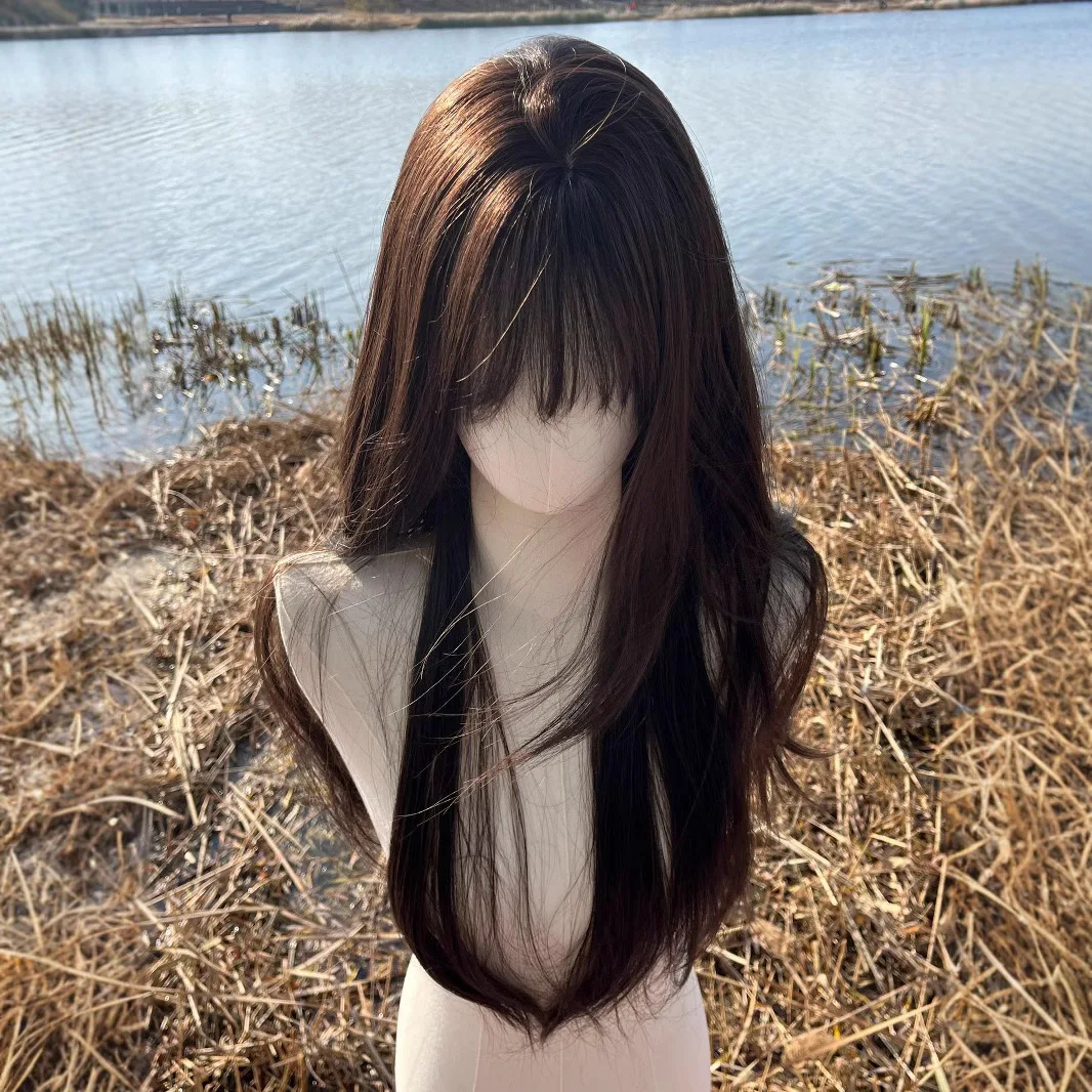 Parrucca femminile manga femminile principale femminile micro ricciolo capelli lunghi lisci di alto livello carino parrucca quotidiana giapponese JK copricapo completo