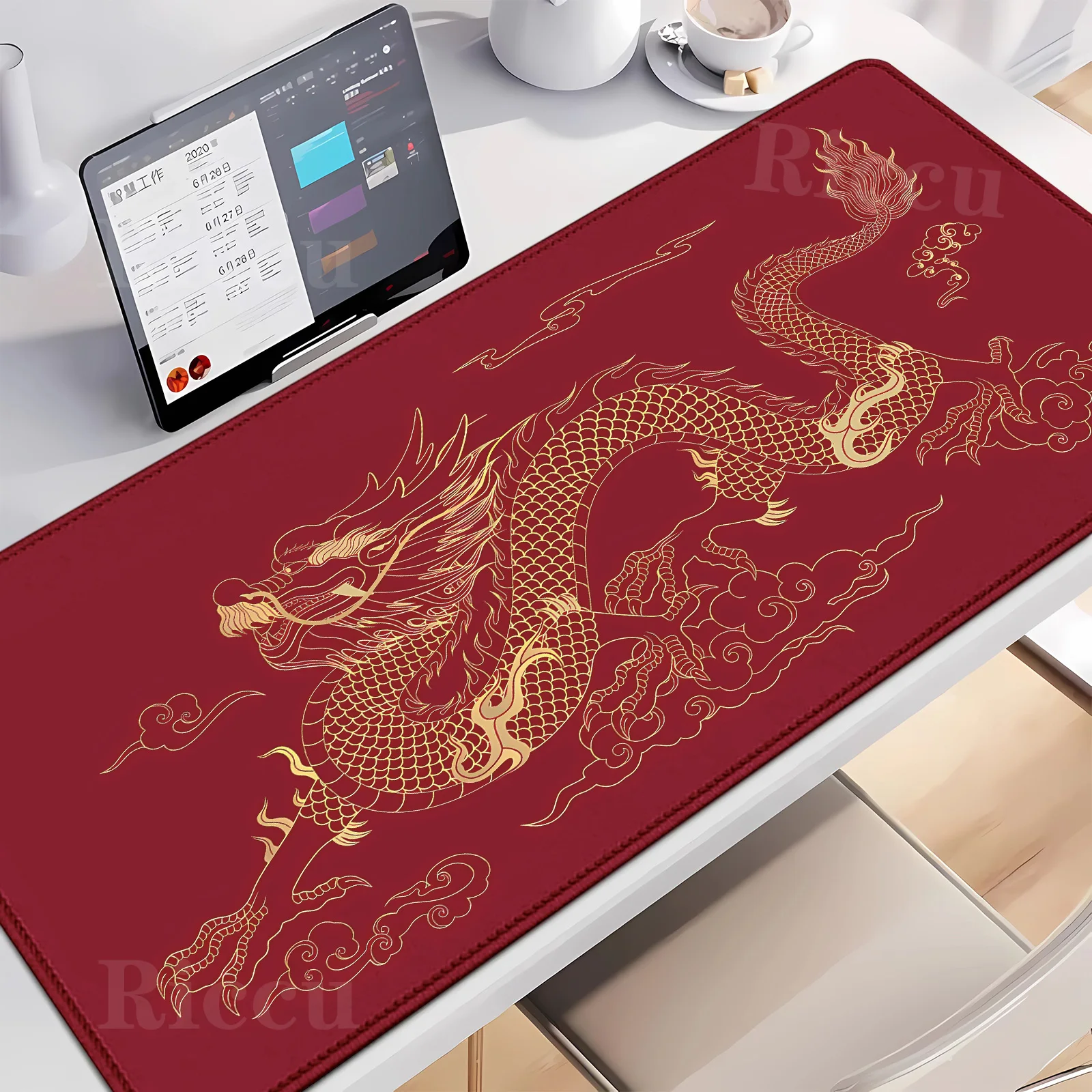 

HD PC peripherals Keyboard Simple lines Mythical beast Computer Gaming Loong Mouse Pad Xxl Dragon Desk Large Mat Bottom Rubber