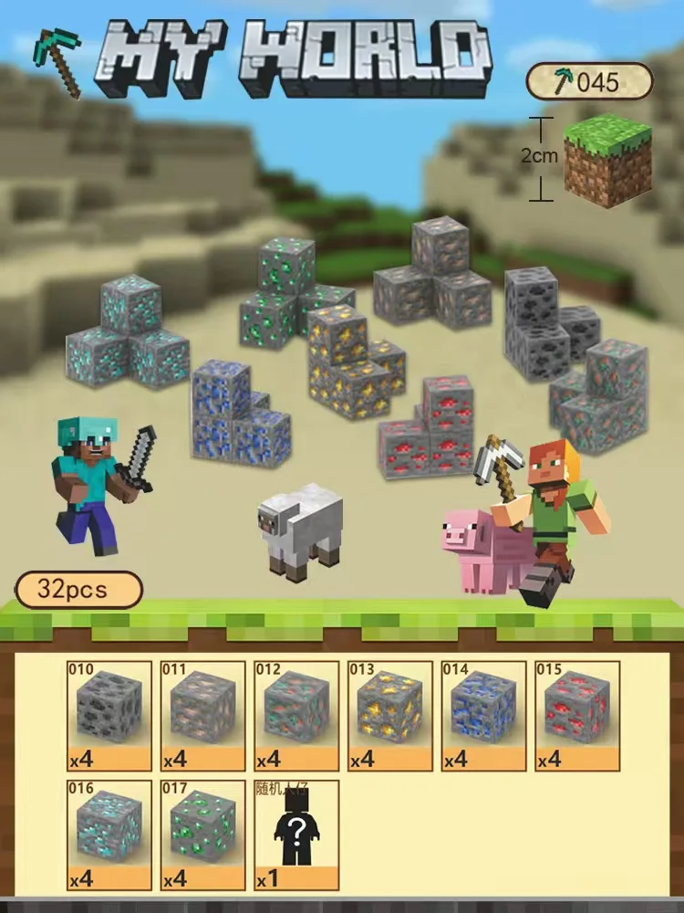 32 pçs blocos magnéticos anime crianças quebra-cabeça montado brinquedo boneca mini cubo magnético modelo crianças brinquedos de construção presente