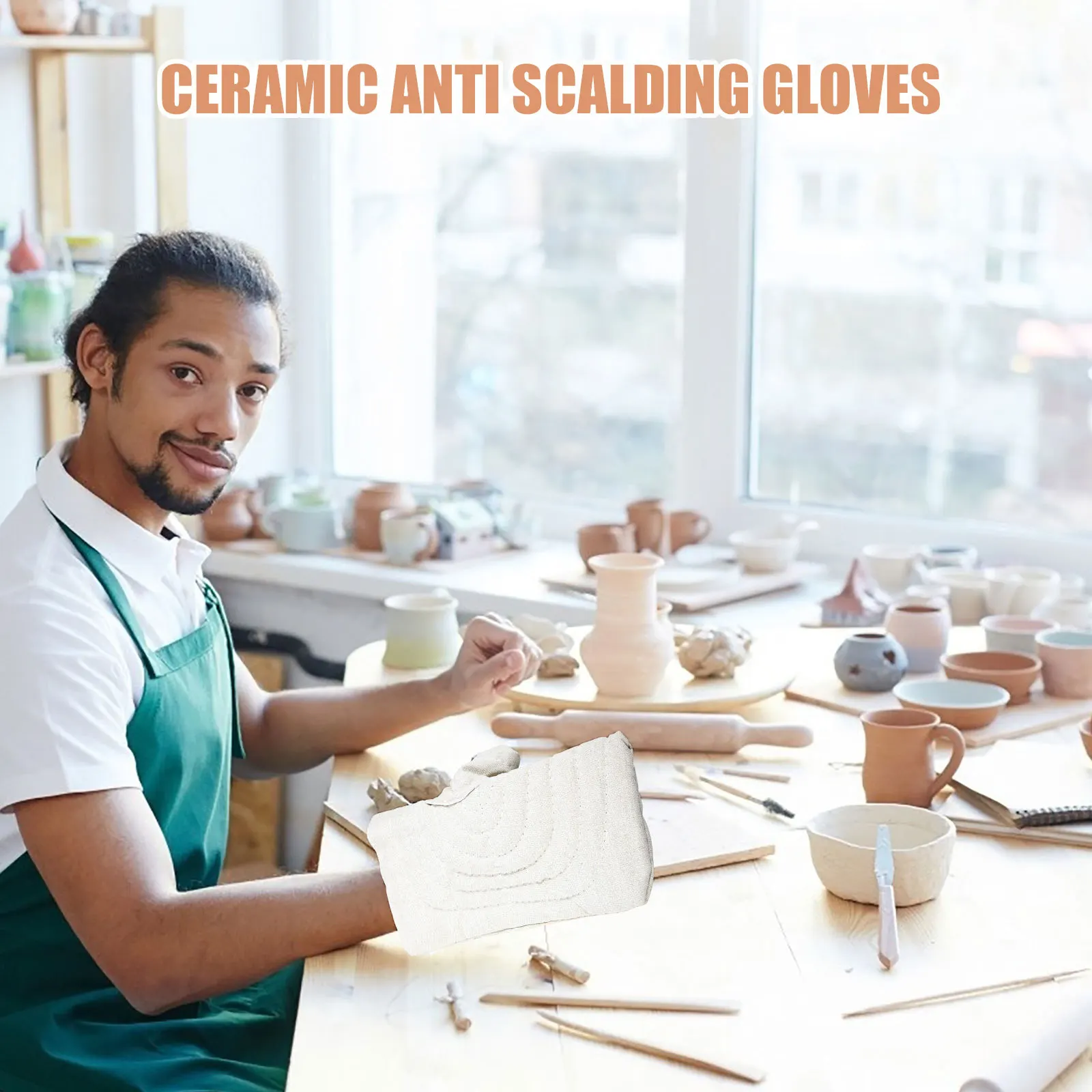 1 Pair Heat Resistant Kiln Gloves High Temperature Anti Scalding Mittens Comfortable Protective Gloves for Men Women