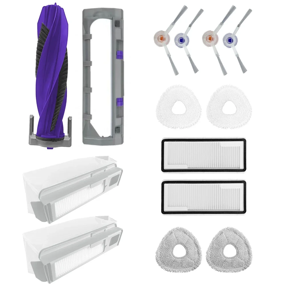 4x Side Brush+1x Roller+1x Dust Bag+4x Mop Cloth+2xHepa Filter+ 1xCover Plate For NARWALJ4 J4 Lite Robot Replacement Accessories