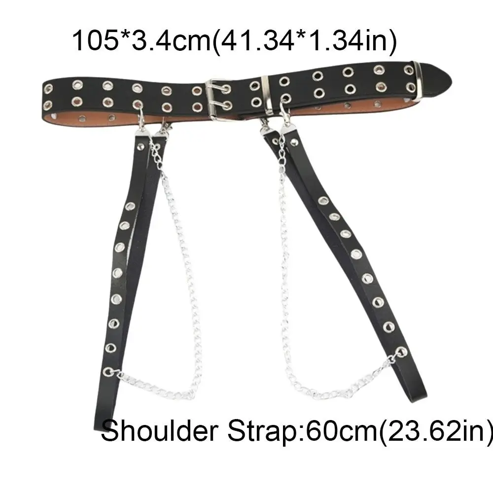 قابل للتعديل JK المرأة حزام الخصر الهيب هوب القوطية بولي Leather حزام جلد حزام الكتف انفصال تنورة حزام ملهى ليلي