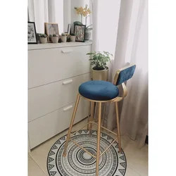 Silla de Bar nórdica para el hogar, taburete alto suave para ocio, taburete ligero de lujo, simple, a la moda, con respaldo