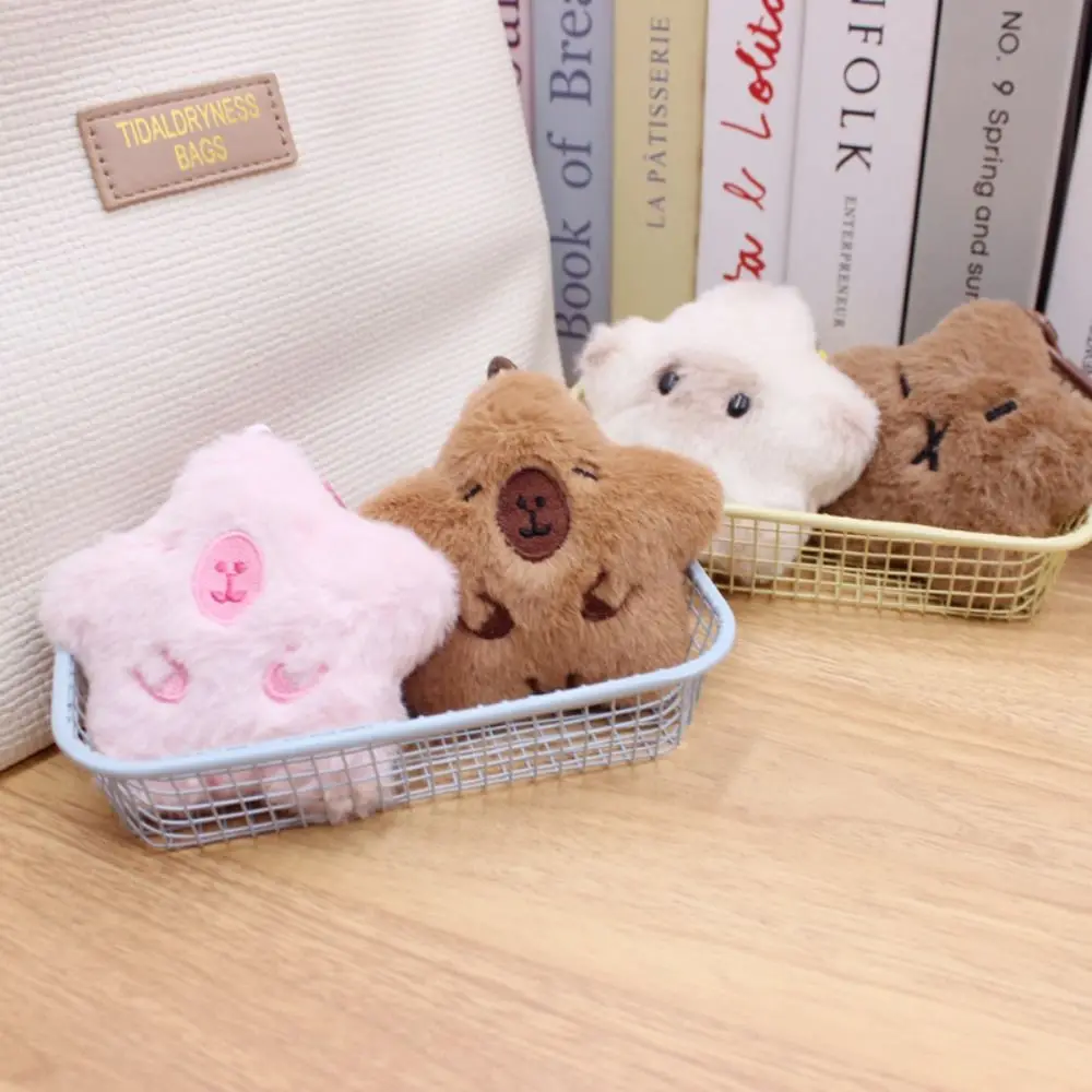 

Squeak Squeak Capybara Plush Keychain Pentagram Hape Stuffed Capybara Plush Pendant Simulation Lovely Backpack Decor