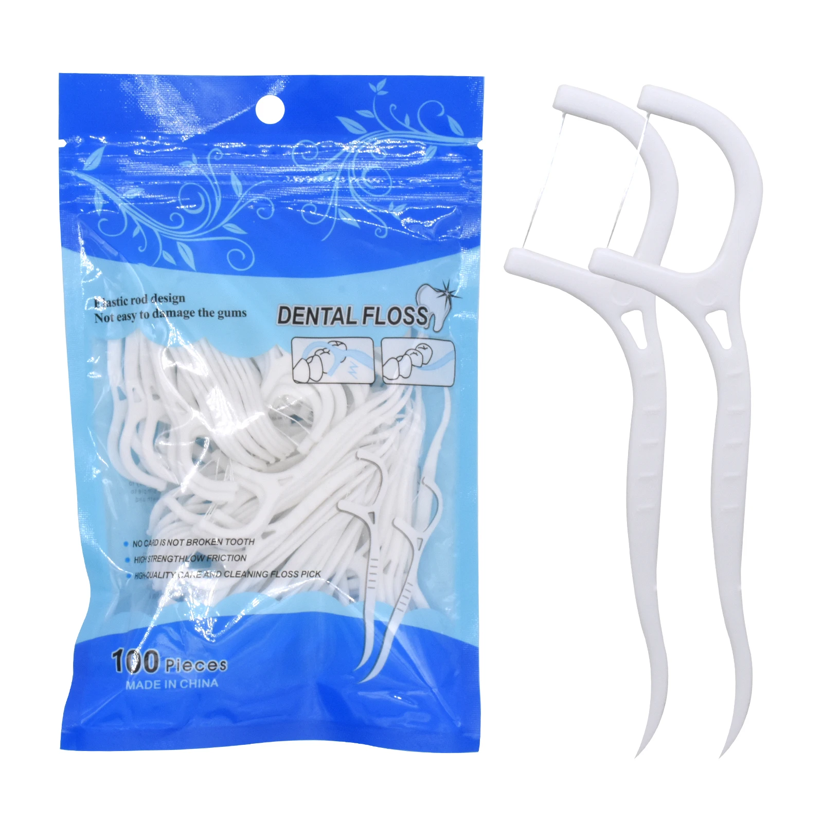 

HOT 100pcs/Lot Dental Flosser Picks Teeth Stick Tooth Clean Oral cleaning Care Disposable floss thread Toothpicks