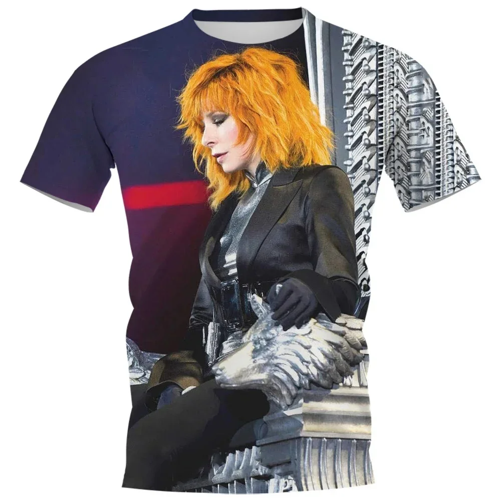 Singer Mylene Farmer 3D Print T-Shirts Men Women Streetwear Short Sleeve T Shirt Oversized Harajuku Y2k Tops Tees Kids Clothing