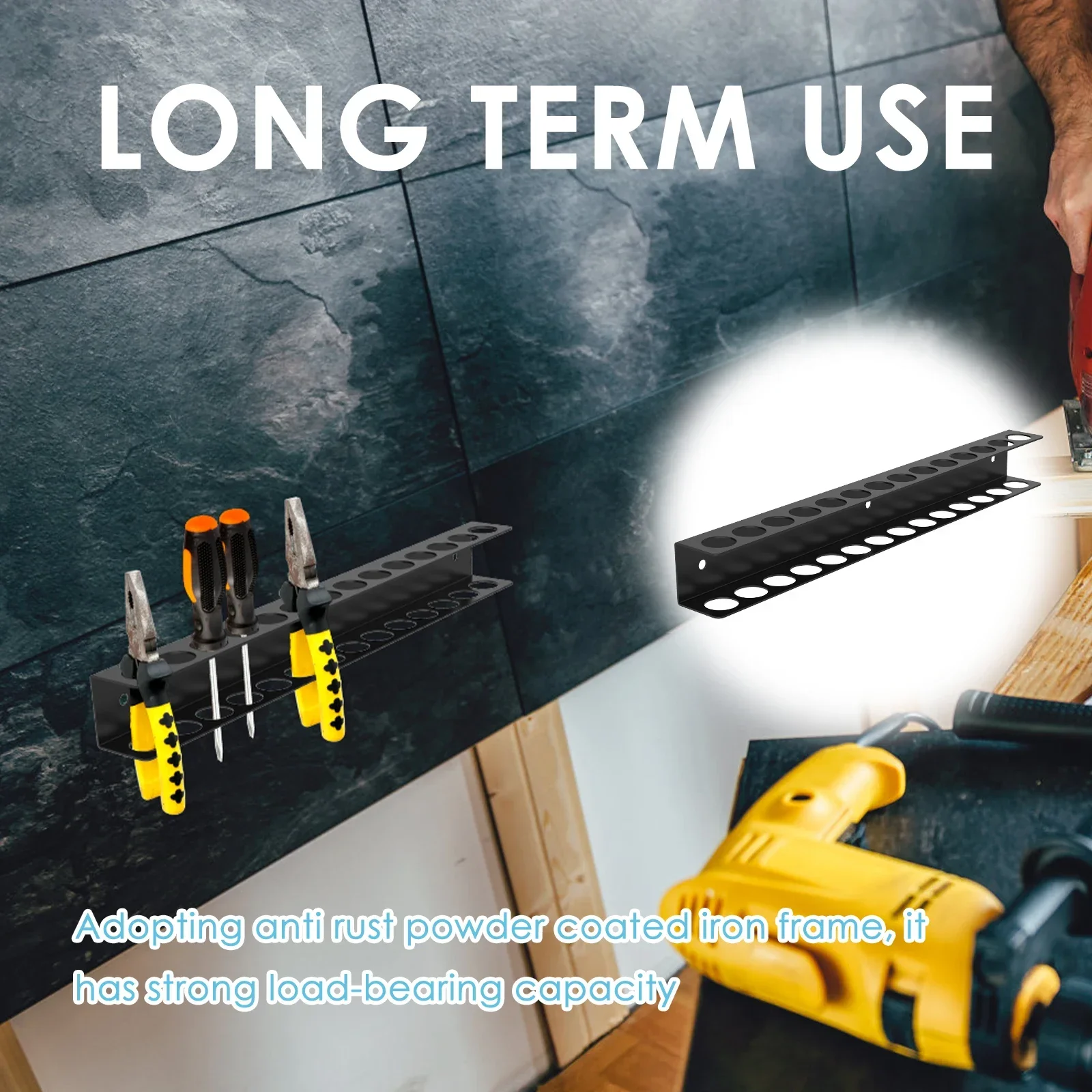 حامل مفك براغي، حامل أدوات موفر للمساحة، حامل مفك براغي عالي التحمل على الحائط مع 23 فتحة لرف تخزين الأدوات سهل #3