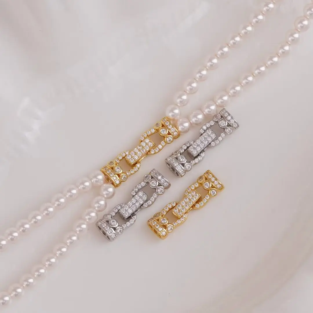 Two Rows S925 Sterling Silver Necklace Bracelet Clasps and Hooks Jewelry Accessory Parts Settings for 4-5mm Pearls 3pcs/lot