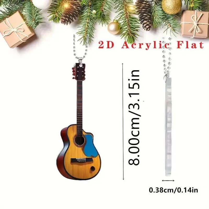 Mini Guitar Rearview Mirrors Pendant Car Hanging Ornaments Car Decoration Gifts For Guitar Enthusiast Christmas Decoration