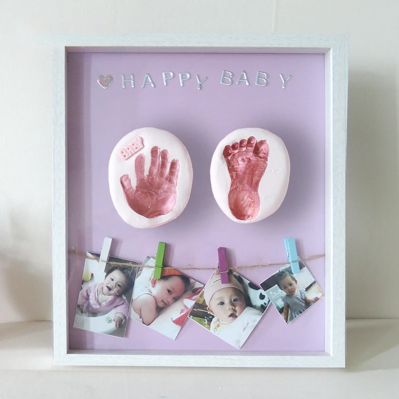 

Lucky Gifts for Newborn Growth Memory of Hand and Foot Prints Children's Holiday Birthday Present Baby Souvenir DIY Photo Frame