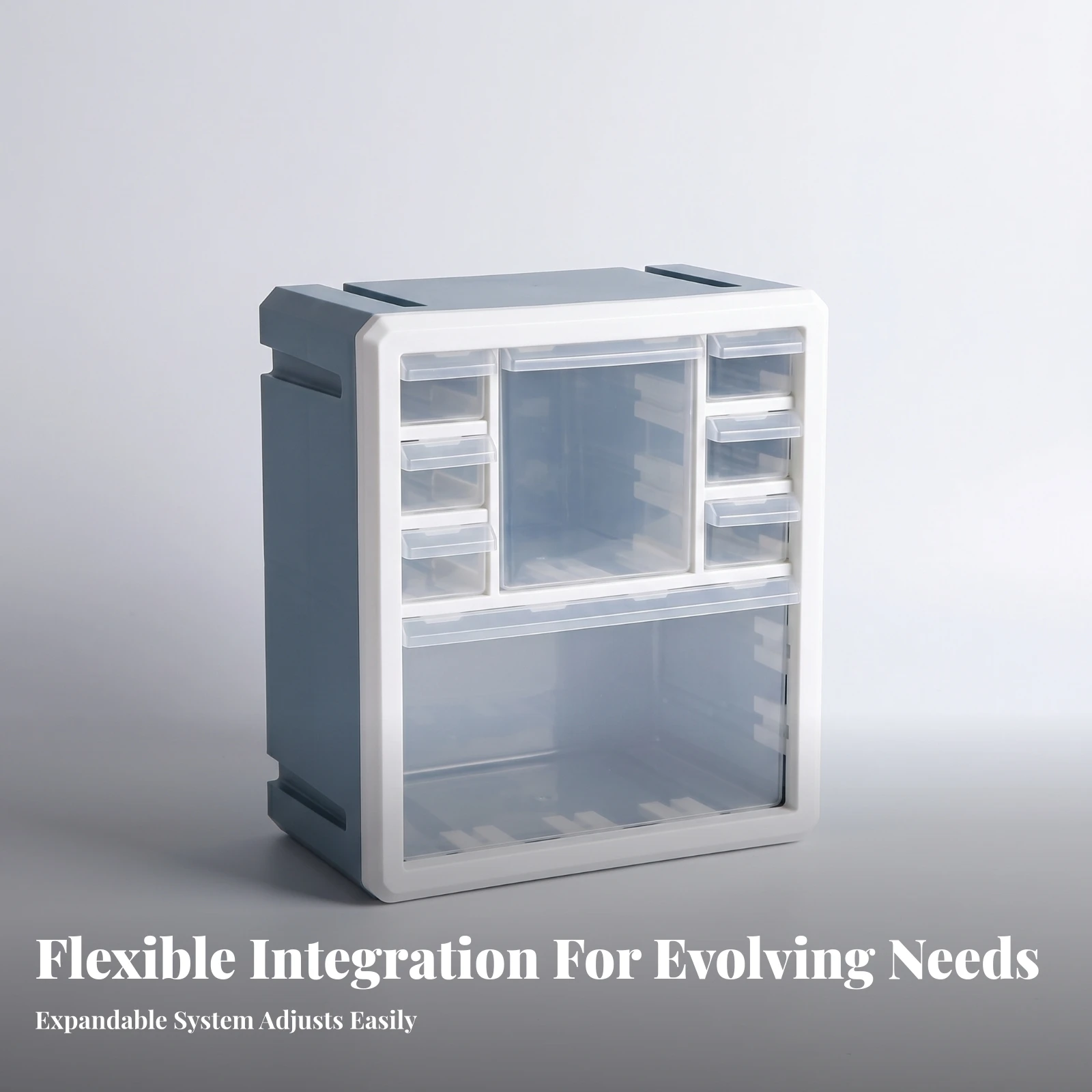 Hardware Drawer Bin Craft Supply Organizer Desktop Storage Cabinet Blue and White Frame