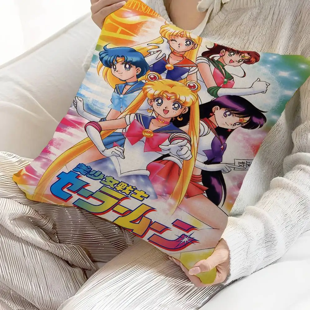 Lovely S-Sailor M-Moon Cushion Cover Car Throw Pillow Case For Sofa Car Christmas Gift 40x40cm 45x45cm