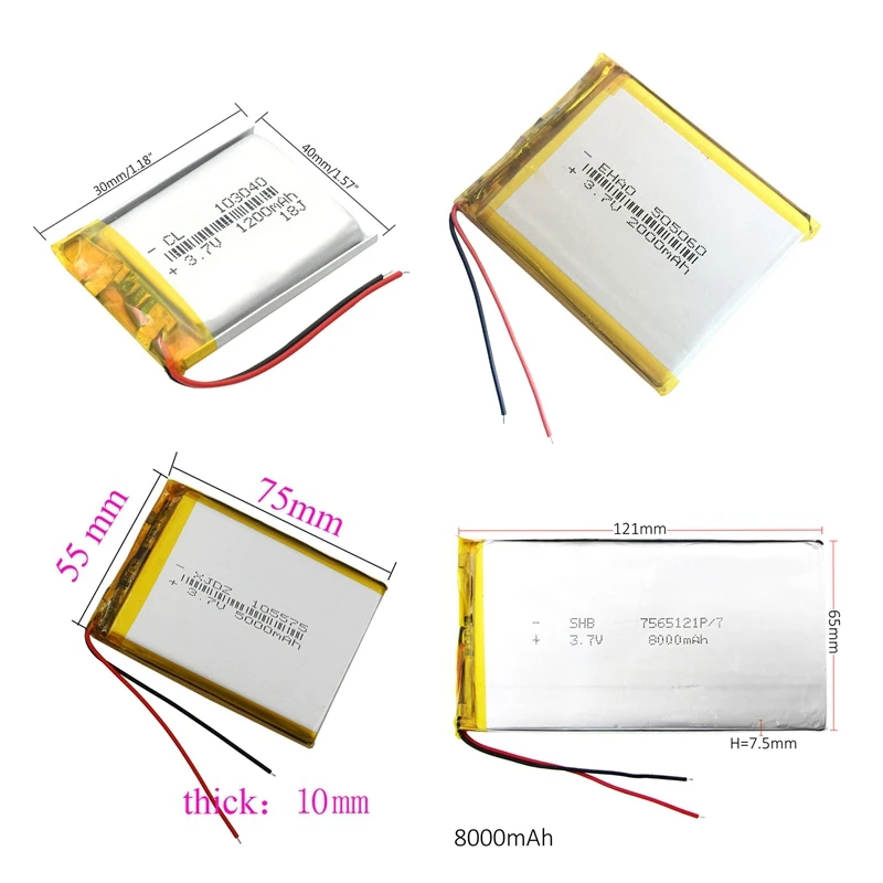 3.7V 1200-8000mAh Polymer Li-po Battery 103040 , Power bank ipod Tablet PC