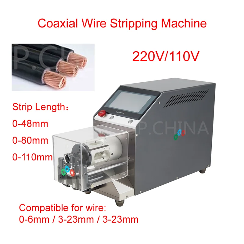 

Coaxial Wire Stripping Machine 48/80/110mm Electrical Touch Screen Rotate Cable Peeling for New Energy Vehicle Multi-core Wires