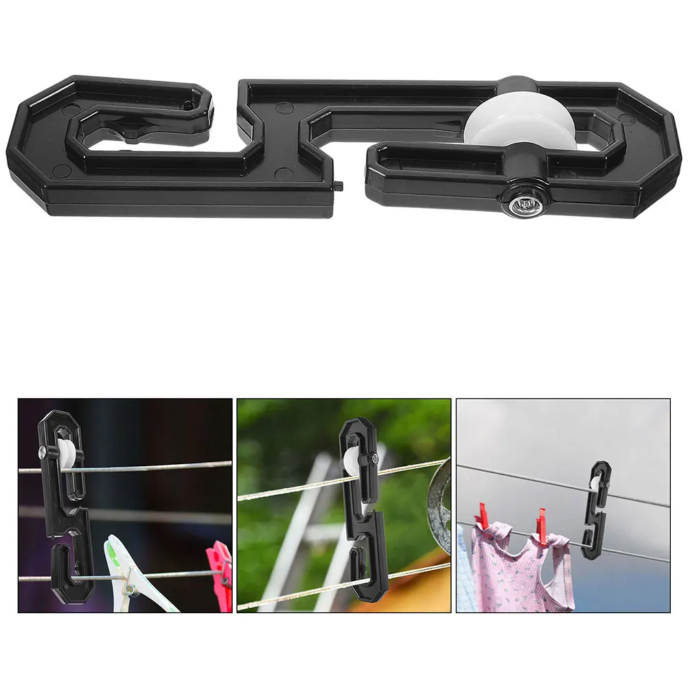 

2 Pcs Clothes Rack Splitter Line Spreader Outdoor Laundry Separator Assembly Clip Black Travel