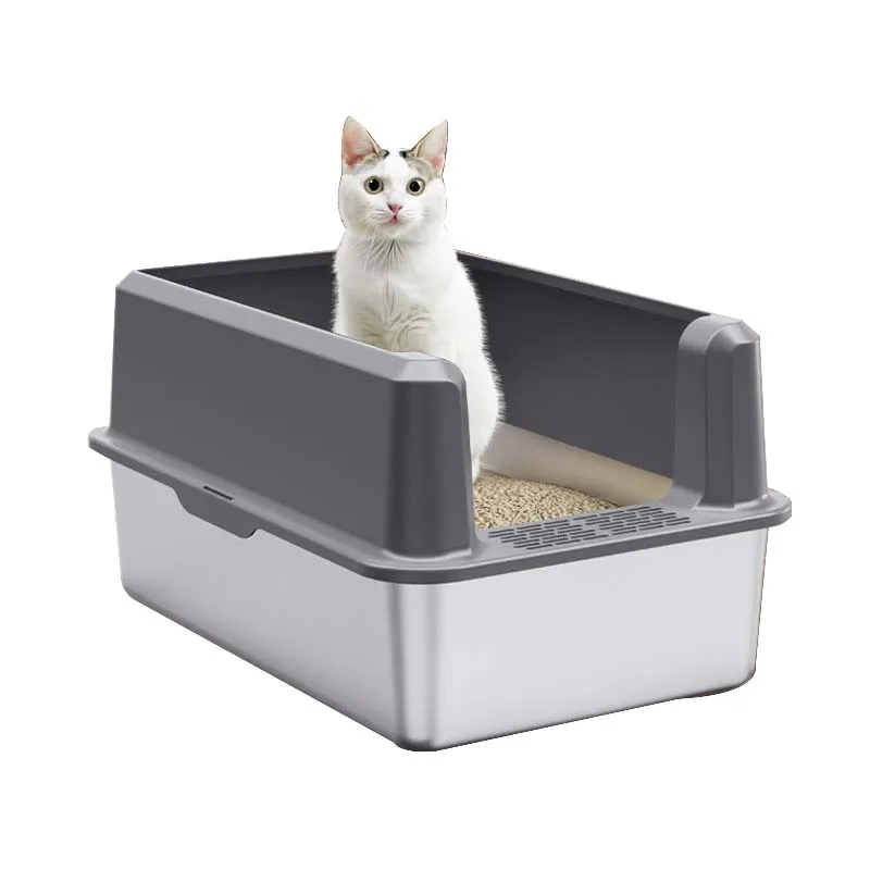 

Manufacturers Wholesale Pet Supplies Stainless Steel Portable Large Space Removable Pet Box Toilet