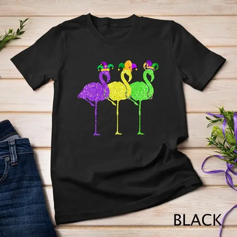 Beads and Blings Vintage Flamingo Mardi Gras T Shirt Unisex T shirt