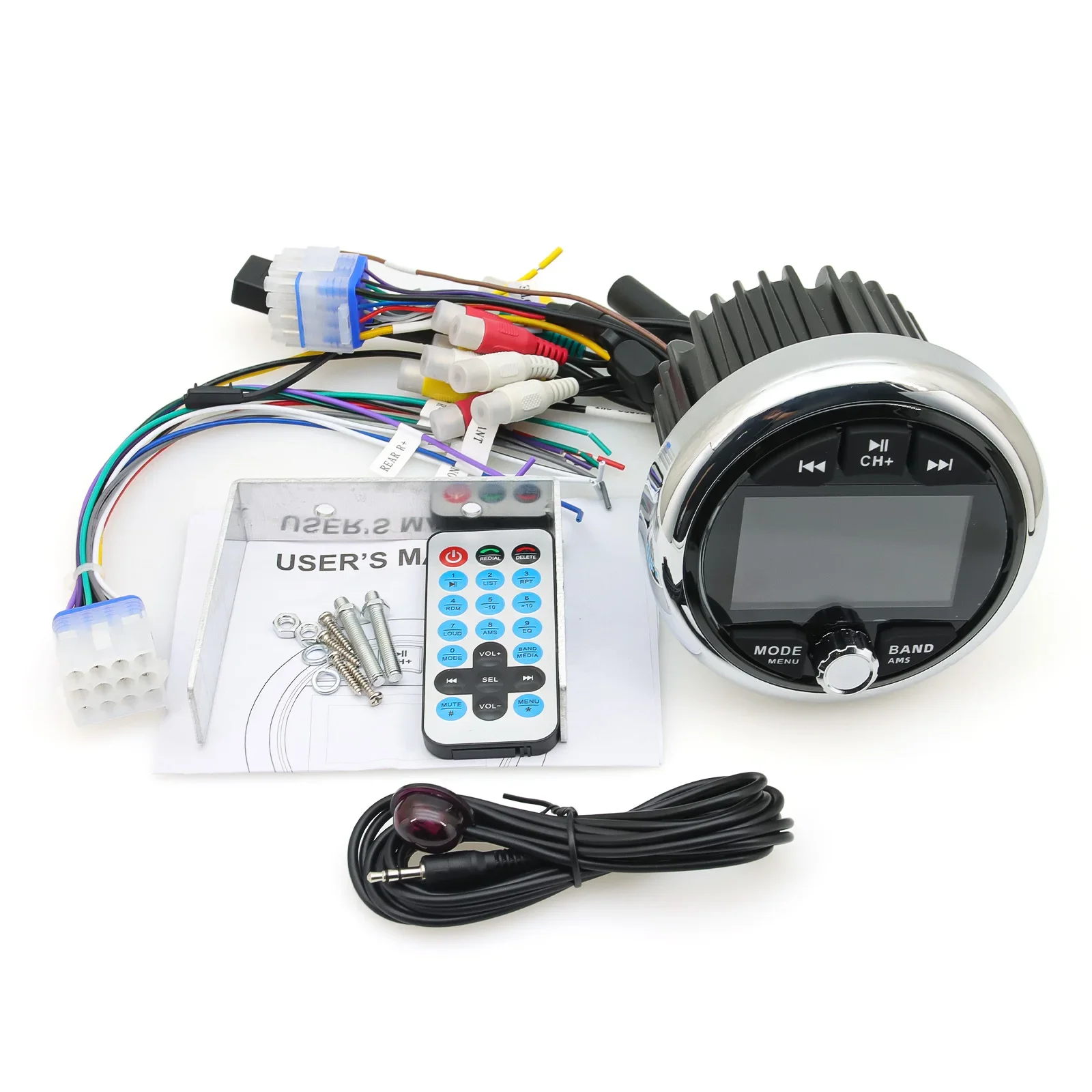 Boat Radio MP5 Waterproof Marine Stereo Source Media Player AM FM RDS Receiver Video Play Bluetooth-compatible AUX for ATV UTV