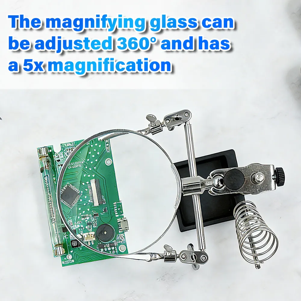

New 5X Magnifying Glass Auxiliary Clip Magnifier Stand 3-In-1 Soldering Solder Iron Stand Holder Station Repair Tool
