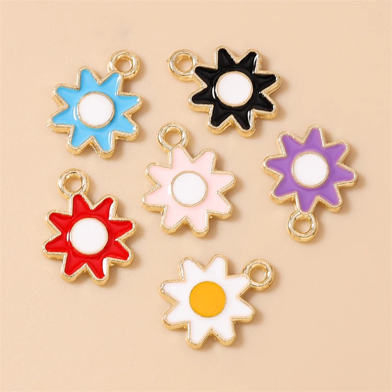 20 Stück 12x16mm Niedliche Bunte Emaille-Sonnen-Anhänger für die Herstellung von Halsketten, Ohrringen, Armbändern, DIY-Handwerk und Schmuckzubehör – Detail 4
