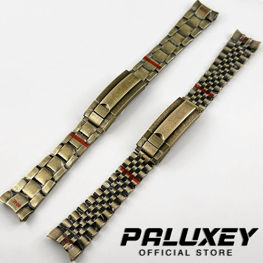 Pulsera de alta calidad de 20mm 904L, correa de reloj de bronce, hebilla plegable, cierre de bloqueo deslizante, correa de acero inoxidable sólido