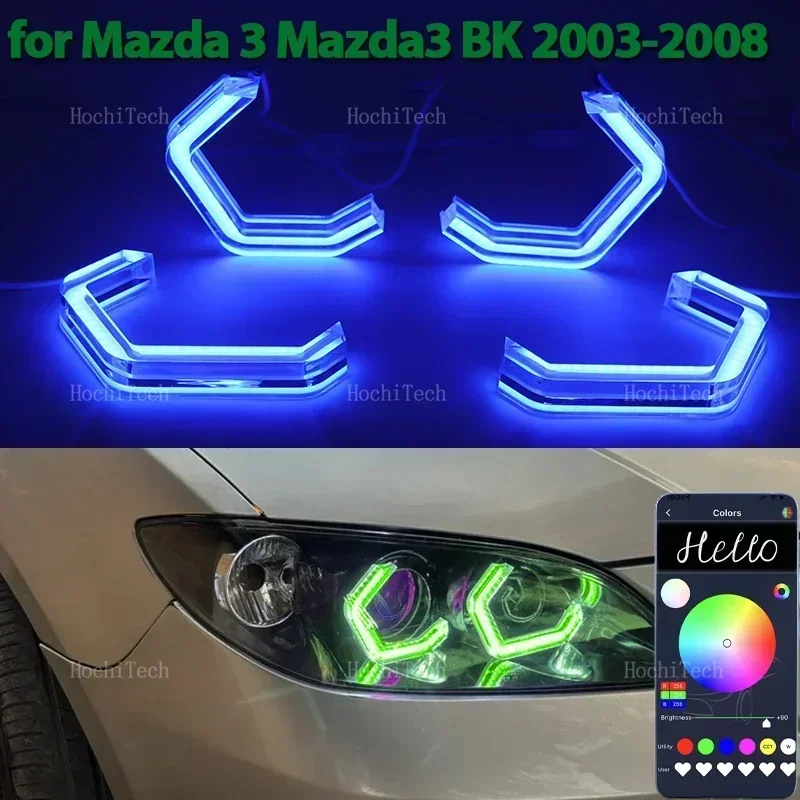 

Светодиодный комплект «Ангельские глазки» в стиле M4, кольцо RGB цвета, контрольные фары с приложением для Mazda 3 Mazda3 BK Sedan Hatchback 2003-2008 гг.