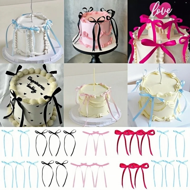 10/20Pcs Large Ballet Bow Cupcake Toppers Birthday Bowknot Ribbon Party Decortion Bridal Cake Dessert Picks Wedding Party Supply