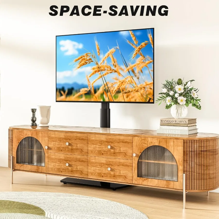 حامل تلفزيون عالمي مع حامل لأجهزة تلفزيون LCD LED OLED مقاس 2770 بوصة، ارتفاع دوار قابل للتعديل، حامل تلفاز طويل القامة، تصميم موفر للمساحة f #5