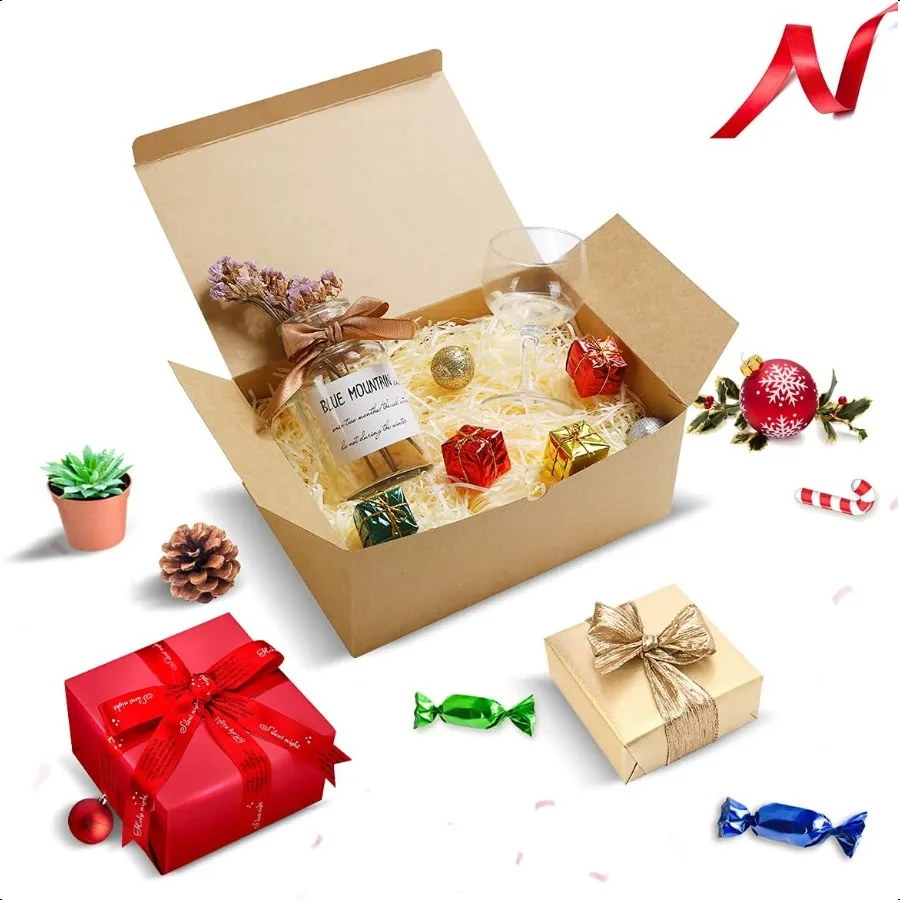 Braune Geschenkboxen, 9,45 x 6,5 x 4 Zoll, 10er-Pack, Papier-Geschenkbox mit Deckel für Brautjungfern, Geschenke, Geburtstagsfeier, Weihnachten, Hochzeit, Crafti