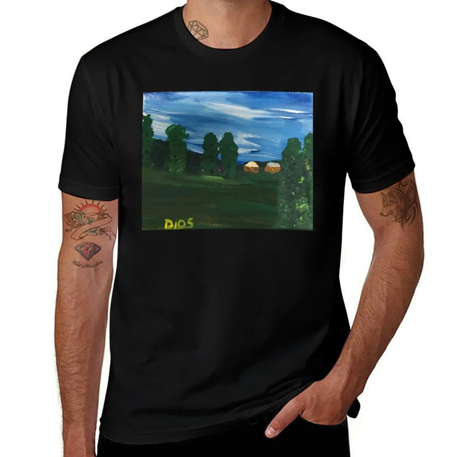 

Glimpse of a Rwandan Village T-Shirt cotton t shirt pack mens graphic t shirts T-Shirt