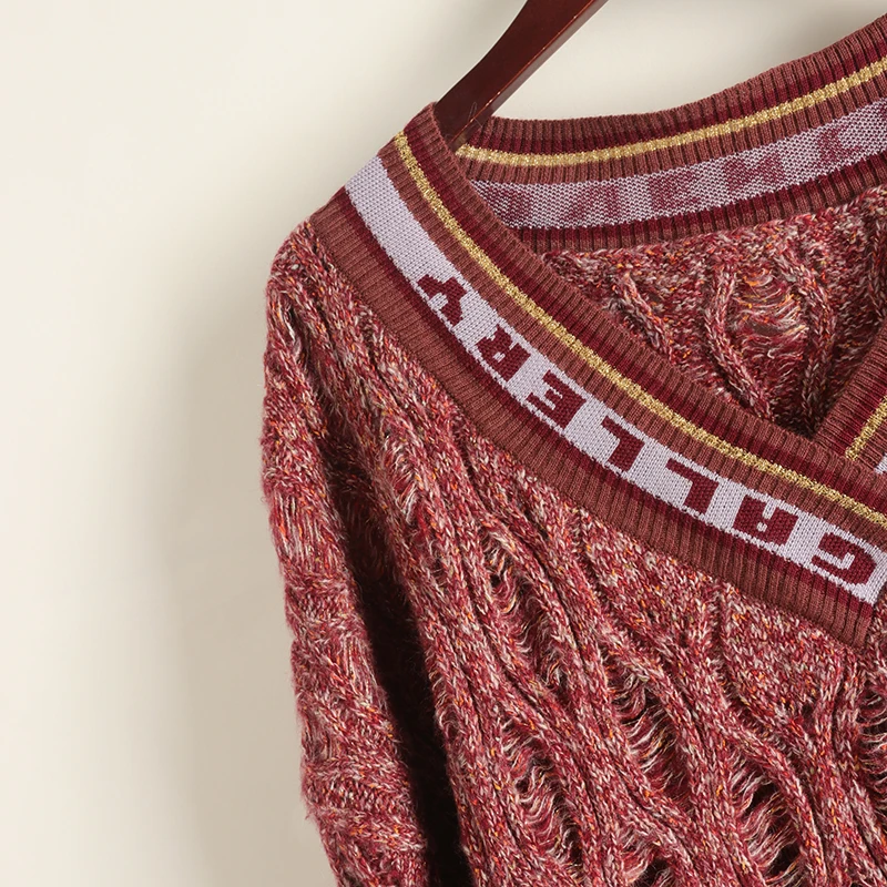 Norno E Station المرأة Faionable V-ne فضفاض محبوك سترة تويست اللون بلو مستقيم أنبوب طويل Sve الشتاء الصوفية