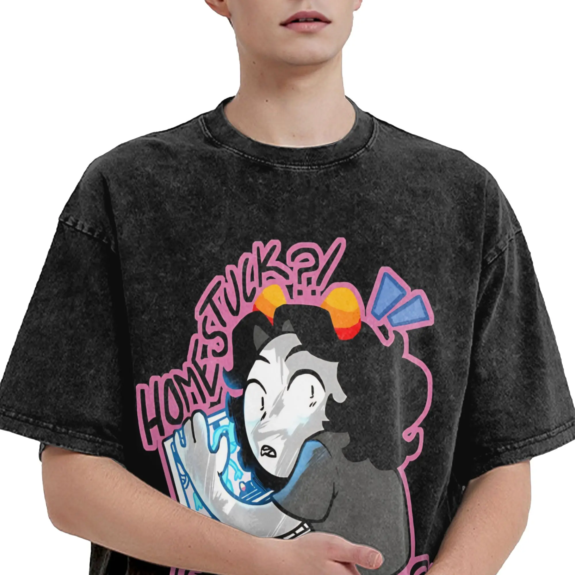 Candy corn fan Homestucks Washed T Shirt Streetwear Hip Hop Vintage T-Shirt  Tees for Men Women Cotton Oversize