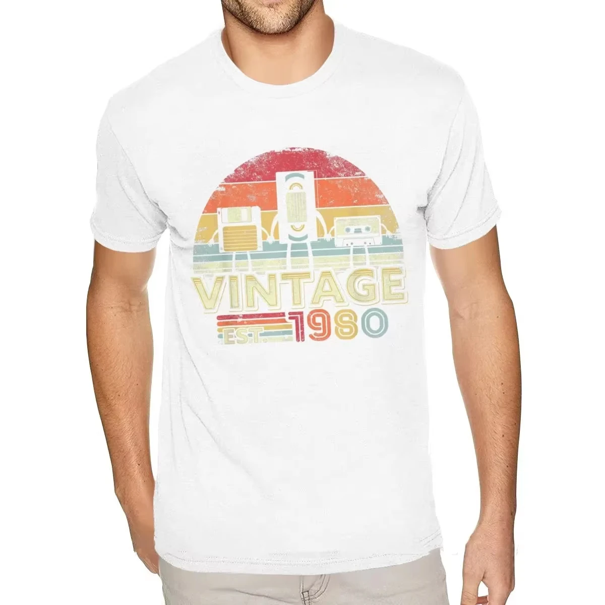 

Футболка 1980 года в винтажном стиле, подарок на 40-летие, забавные футболки с музыкальной тематикой, оптовая продажа, размеры S-3XL, мужская одежда, летние повседневные топы, футболки