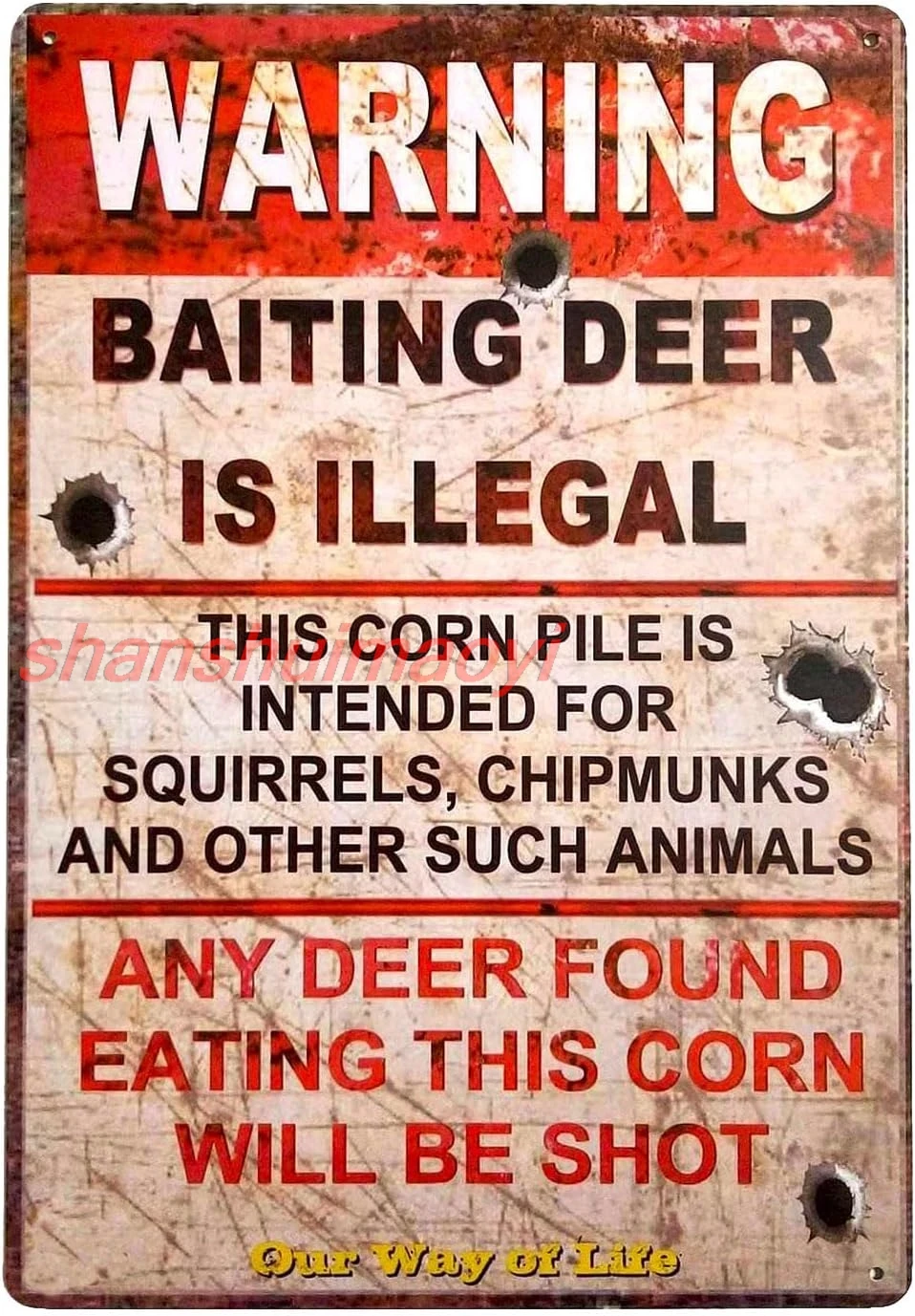 ARTCLUB Warning Baiting Deer Is Illegal Metal Tin Sign Vintage Poster Wall Decor