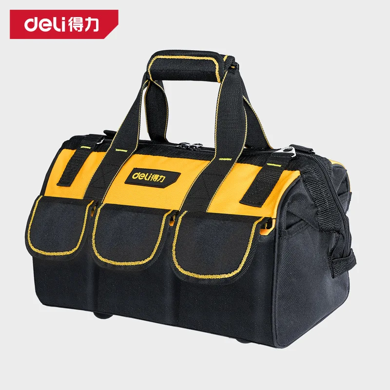 deli Large Capacity Tool Storage Bag 13/16/17/18 Inch Wear Resistant Thickened Electrician Woodworking Pouch