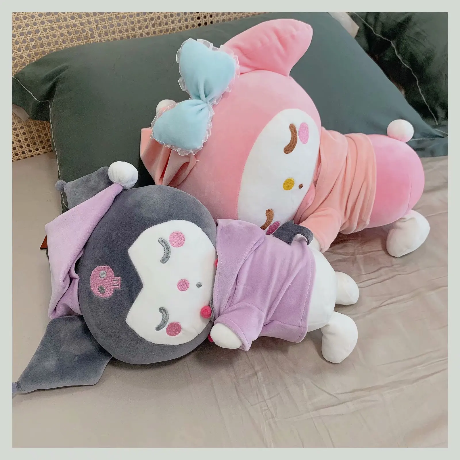 40cm Closed Eye Sleep My Melody Plush Toy Sanrio Doll Kuromi Plush Pillow Toy Birthday Gift for Girls New Year Christmas Gift