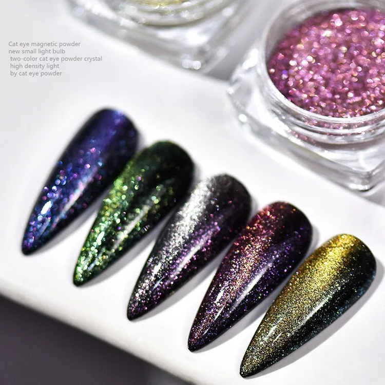 Cat Magnet Nail Powder Glitter Nail Shinning Chameleon Effect Chrome Pigment Dust UV Gel Polish Nail Art Decorations Decal