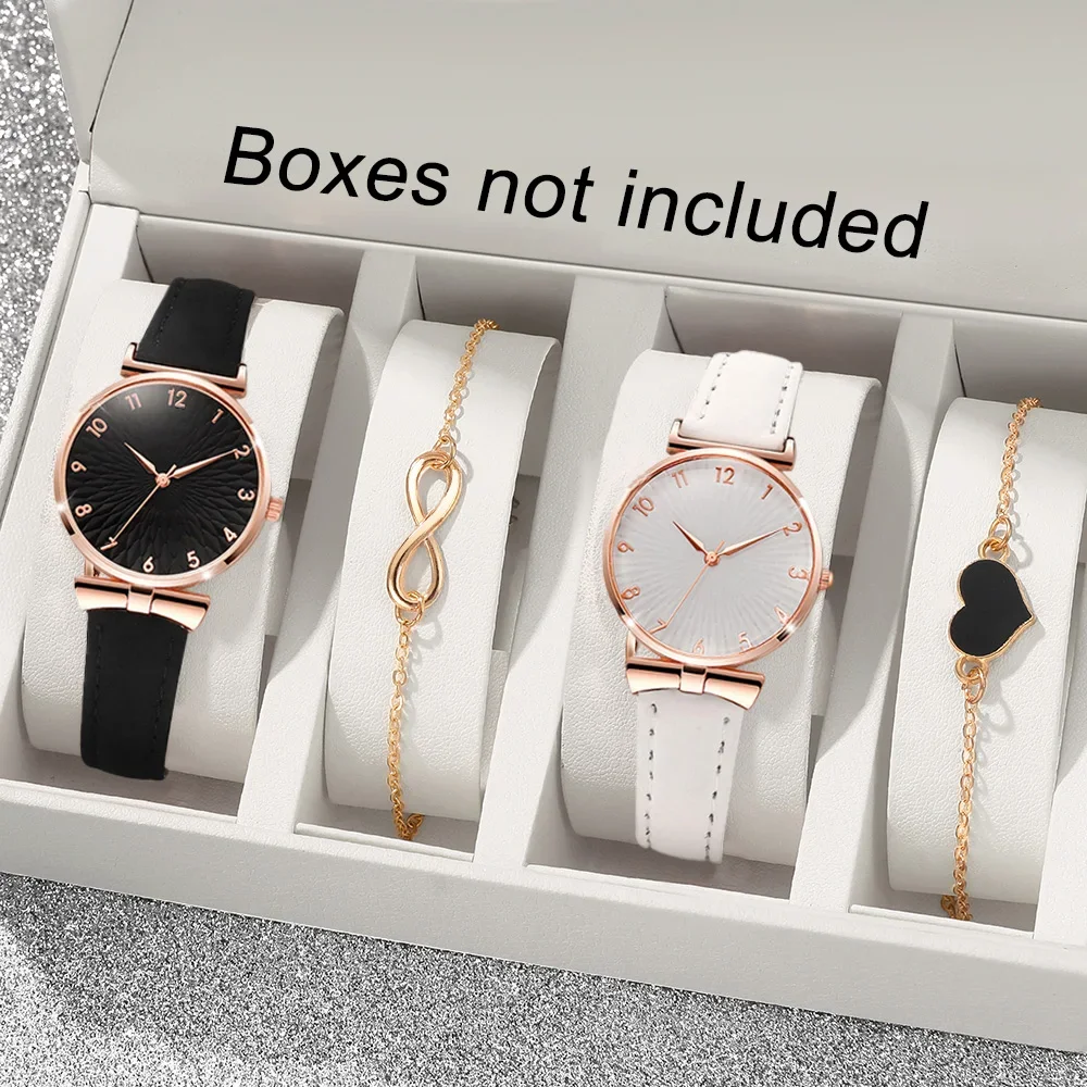 2pc women's fashionable watch+2pc accessories, elegant dial, fashionable strap, a good choice for daily wear and gift giving