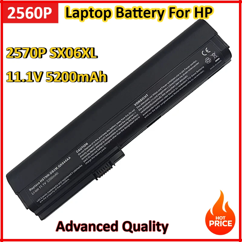 

11.1V 5200mAh 2560p 2570p Laptop Battery For HP 632015-542 632016-542 632417-001 HSTNN-UB2L QK644AA SX06XL