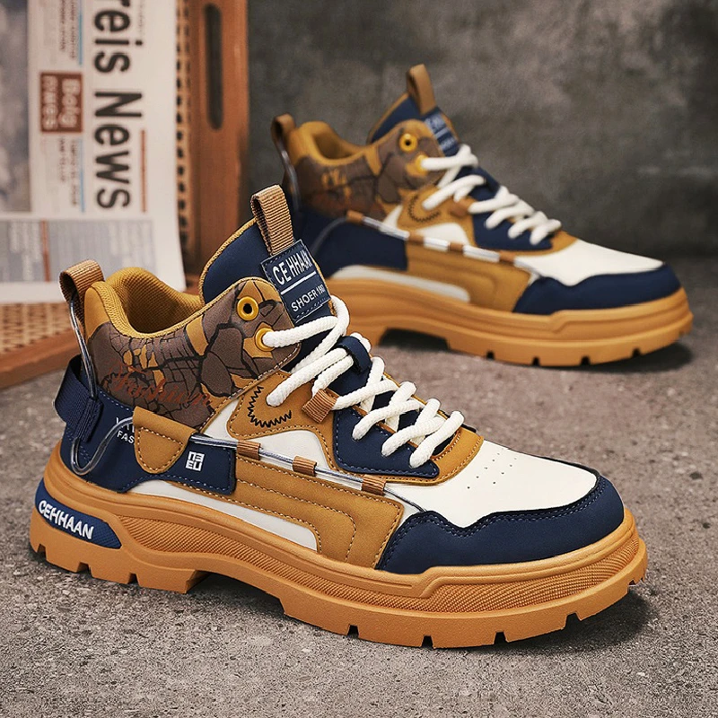 

Men's Outdoor Climbing Sport Shoes Anti-slip Wear-resistant Work Boots Leather Surface Waterproof Thick Bottom Casual ...