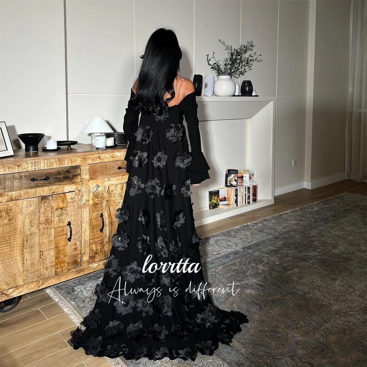 Lorrtta Fishtail Customized Grace Evening Dress Floral Fabric Purple Formal Occasion Dresses for Special Occasions فساتين سهرة