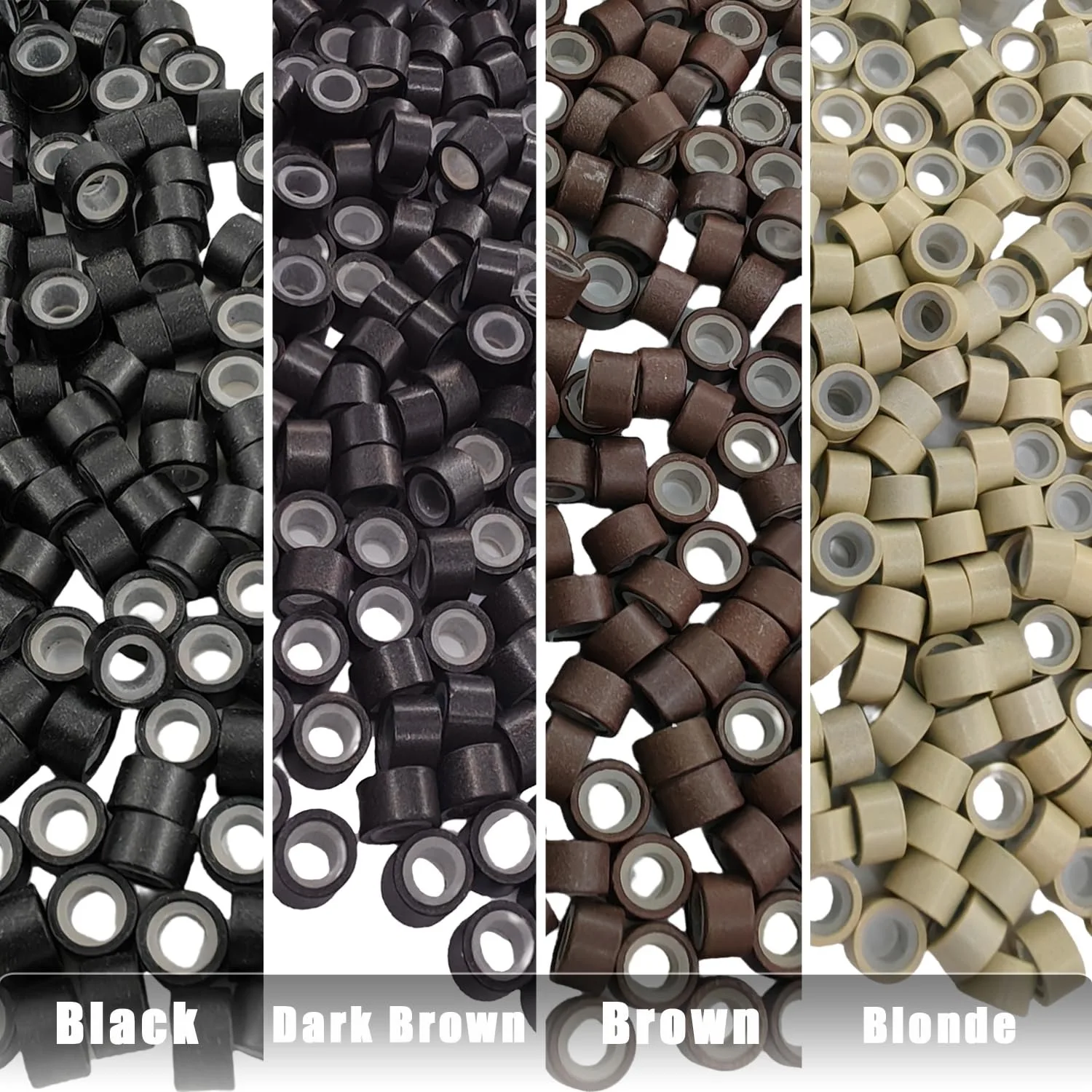 

500 PCS Micro Link Rings Beads for Hair Extensions 5mm Silicone Lined Beads Microlinks Hair Extensions Tool