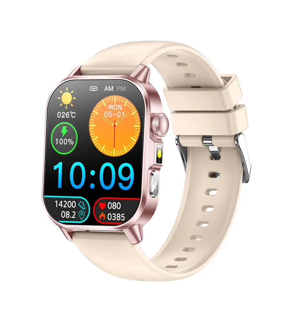 

New ET571 Fashionable 2.0 Inch 450mAh Multi-Dimensional Health Monitoring ECG PPG Sport Smart Watch With FlashLight