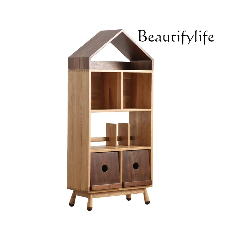 

All solid wood bookcase, white oak shelf, bookshelf, wood wax oil, environmentally friendly locker, house grid