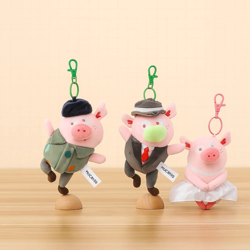 

10CM Size Pig Keyring Soft Stuffed Pig Stuffed Keyring High Quality Ballet Cartoon Pig Doll Pendant Children's Gifts