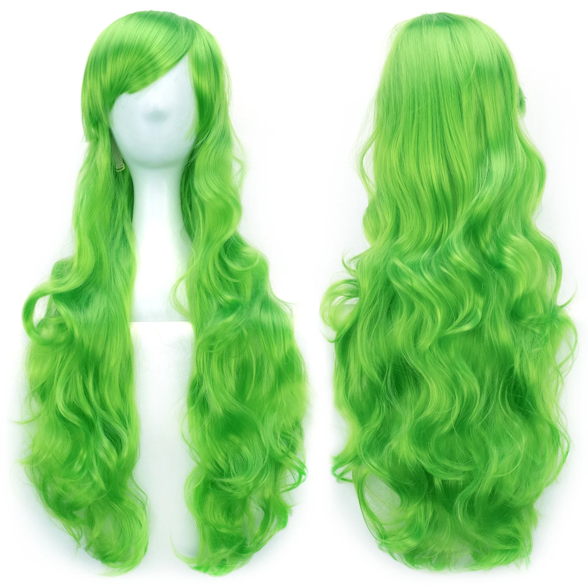 Soowee 30 colors 80cm Long Curly Hair Green Cosplay Wigs Heat Resistant Synthetic Hair Accessories Party Black Wig for Women